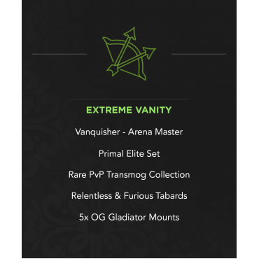 1118 - Vanquisher - Arena Master - Primal Elite Set - PvP Transmog Collection - 5x Gladiator Mounts
